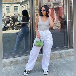 Missguided White Cargo Pants